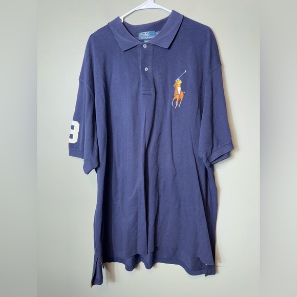 Polo Ralph Lauren Big Pony Logo Polo Shirt Vintage Navy Blue Size‎ 3XB - Picture 1 of 5